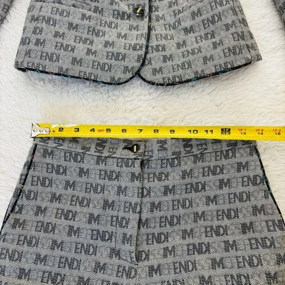 Fendi Gray Logo-Print Jacket and Matching Pants Set - Picture 11 of 16